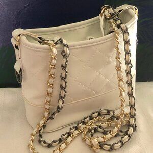 White Leather Luxury Hobo Shoulder Bag
